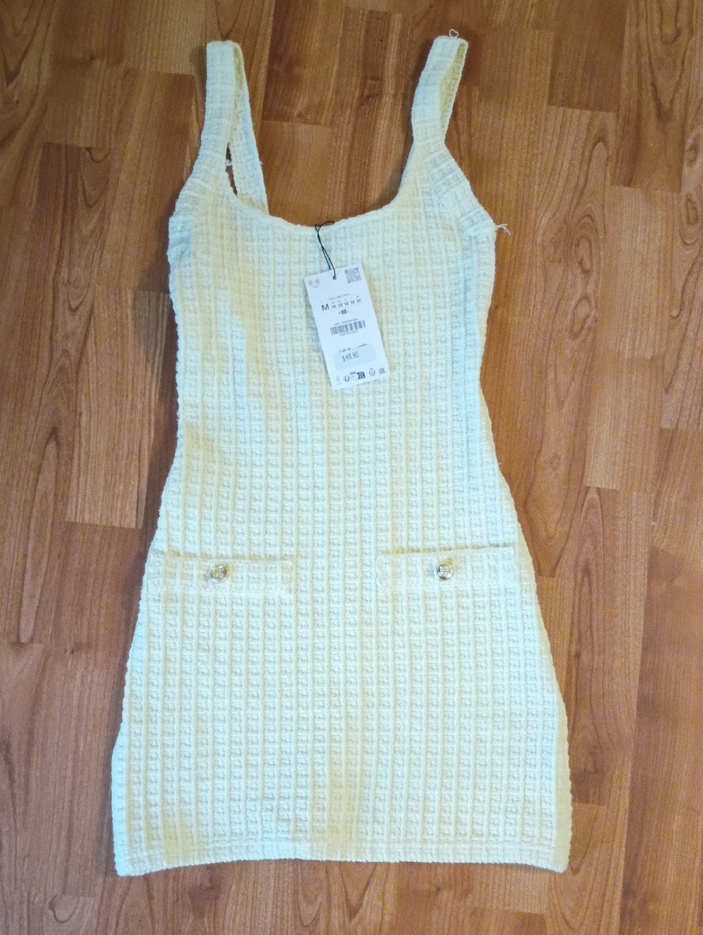 Zara Cream Textured Tank Mini Dress